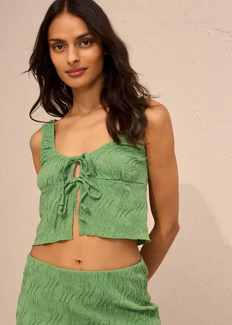 Topp i strukturmateriale med snøring, bonprix