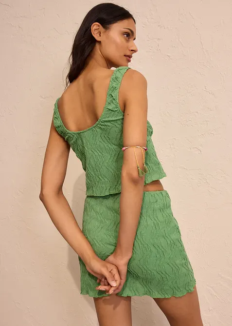 Topp i strukturmateriale med snøring, bonprix