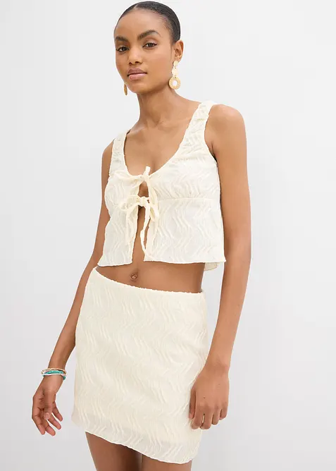 Topp i strukturmateriale med sn&oslash;ring, bonprix