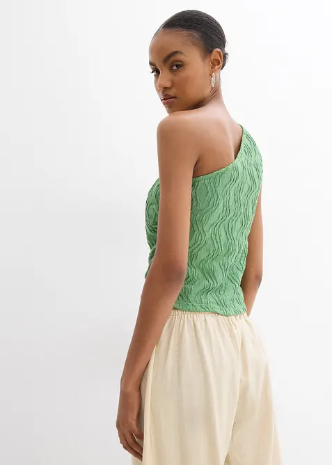 One shoulder-topp i strukturert materiale, bonprix