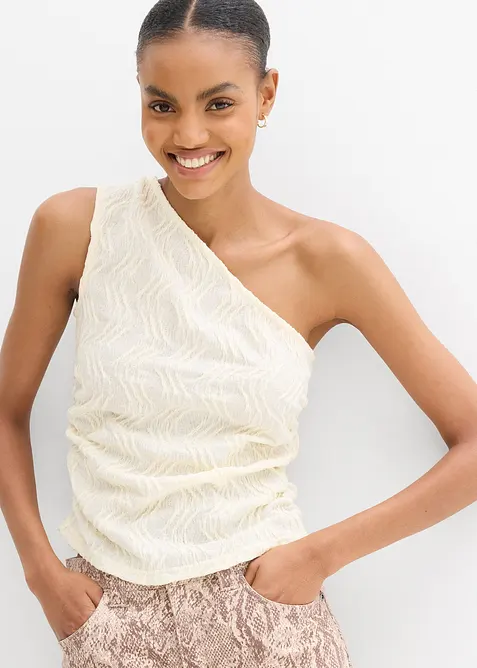 One shoulder-topp i strukturert materiale, bonprix