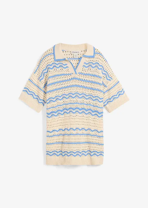 Oversized strikketopp i luftig bomull- og linmiks, bonprix