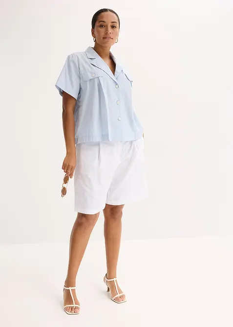 Kortarmet bluse i bomullspoplin, bonprix