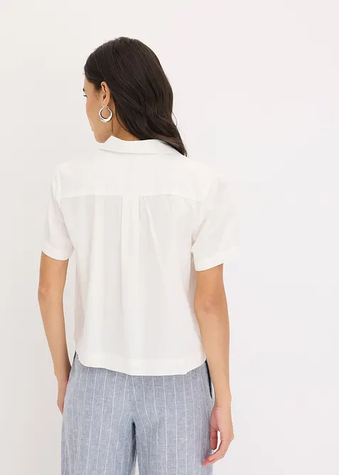 Kortarmet bluse i bomullspoplin, bonprix