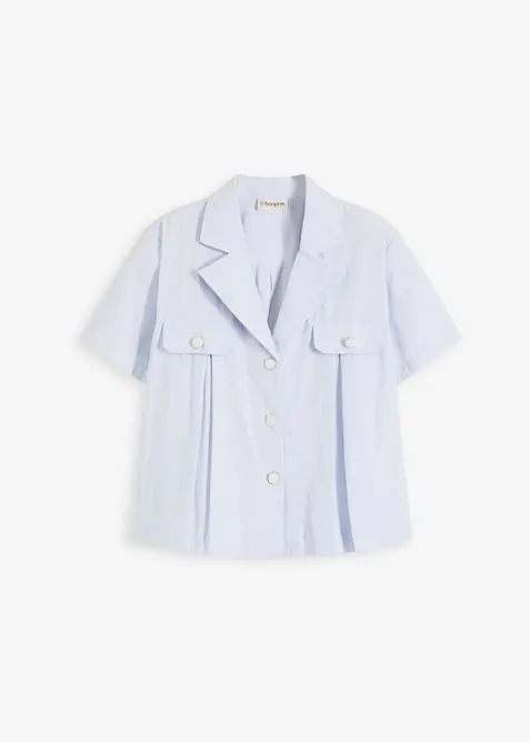 Kortarmet bluse i bomullspoplin, bonprix