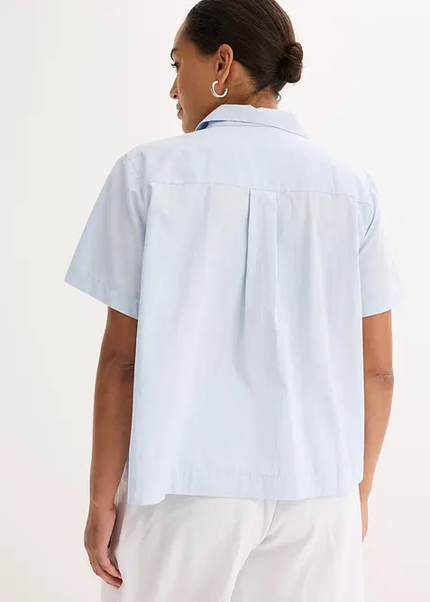 Kortarmet bluse i bomullspoplin, bonprix