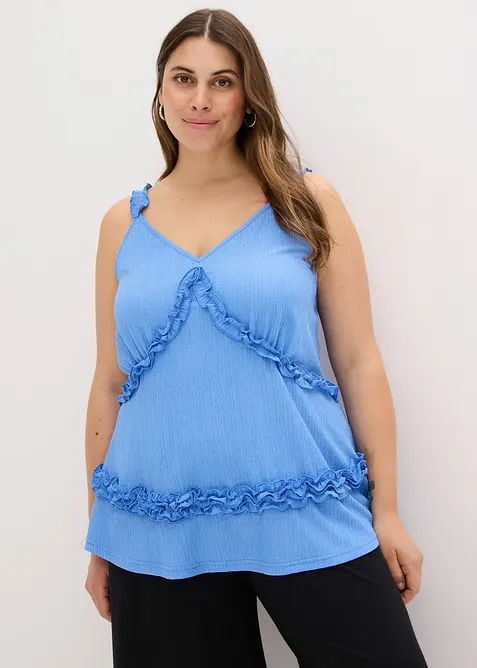 Stroppetopp med rysjer, bonprix