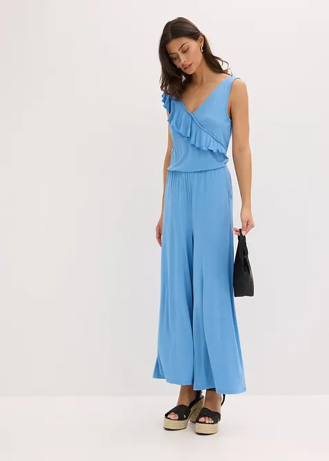 Jumpsuit i jersey med volang, bonprix