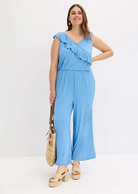 Jumpsuit i jersey med volang, bonprix