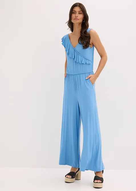 Jumpsuit i jersey med volang, bonprix