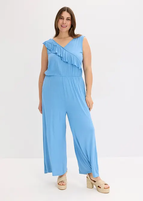Jumpsuit i jersey med volang, bonprix