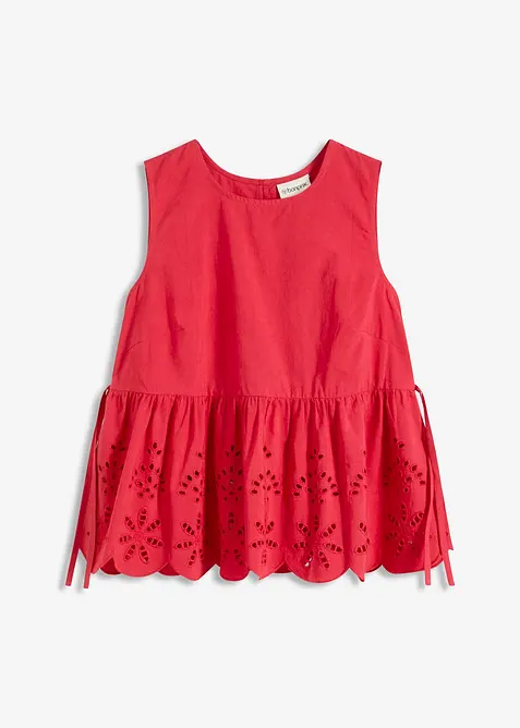 Ermel&oslash;s bluse med splitt og hullbroderi, bonprix