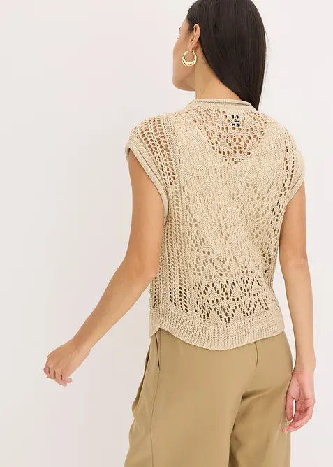 Strikket vest med viskose og hullstrikk, bonprix