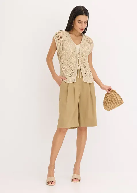 Strikket vest med viskose og hullstrikk, bonprix