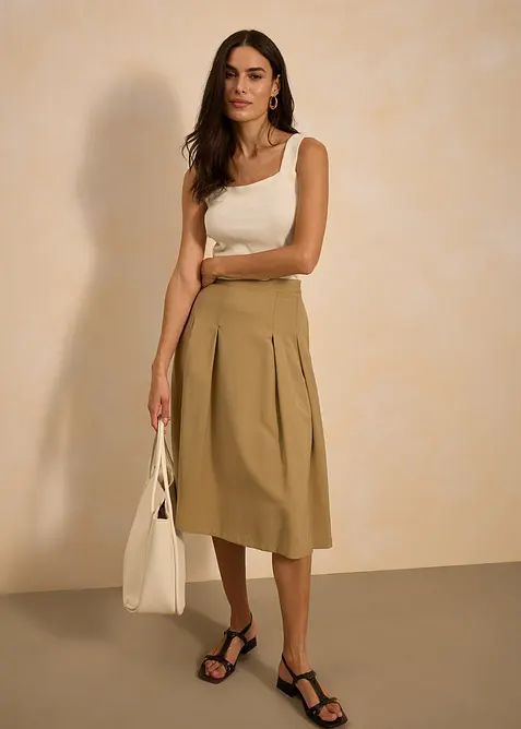 Foldeskjørt av myk viskosemiks, bonprix