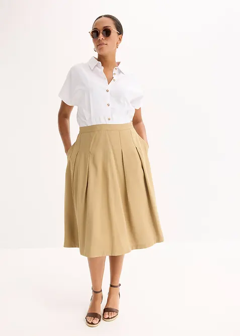 Foldeskjørt av myk viskosemiks, bonprix