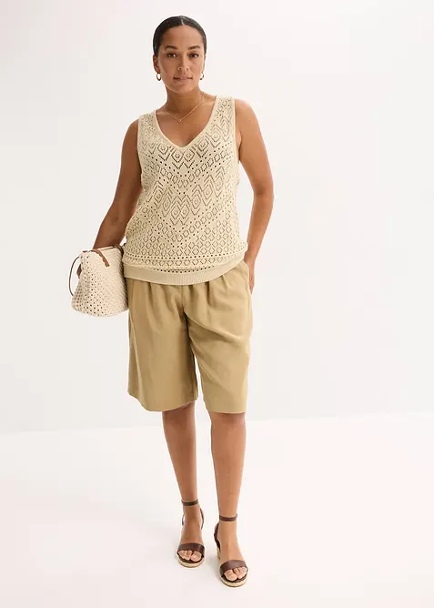 Topp med hullstrikk, bonprix