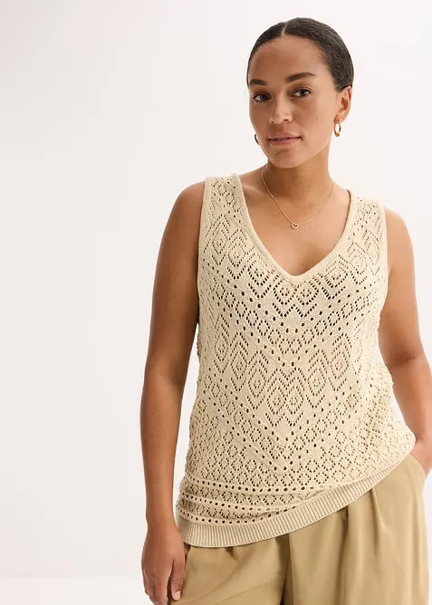 Topp med hullstrikk, bonprix