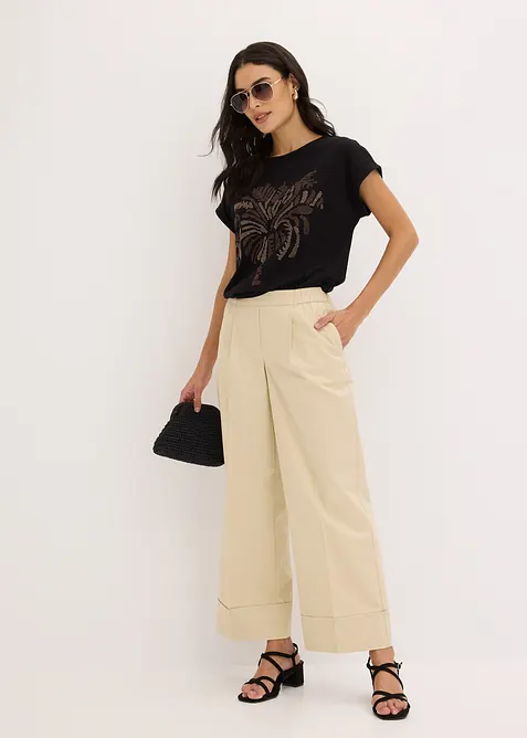 Topp i bomull med applikerte nagler, bonprix