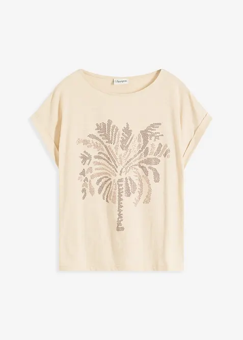 Topp i bomull med applikerte nagler, bonprix