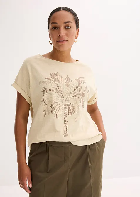 Topp i bomull med applikerte nagler, bonprix