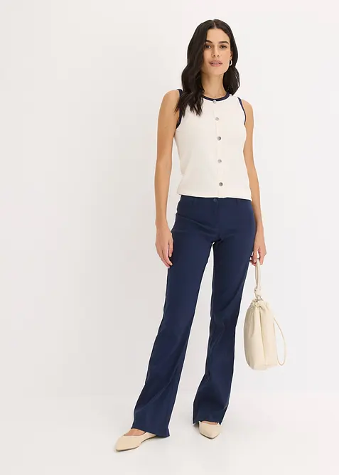 Ermeløs jerseytopp med kontrastfargede kanter i halsen og ermehullet, bonprix