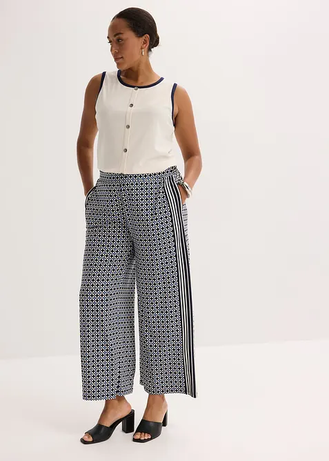 Ermeløs jerseytopp med kontrastfargede kanter i halsen og ermehullet, bonprix