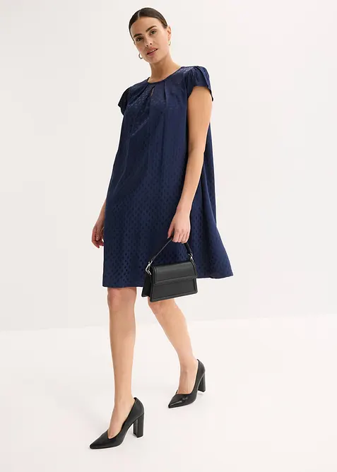 Jacquardvevd kjole med sydde folder, bonprix