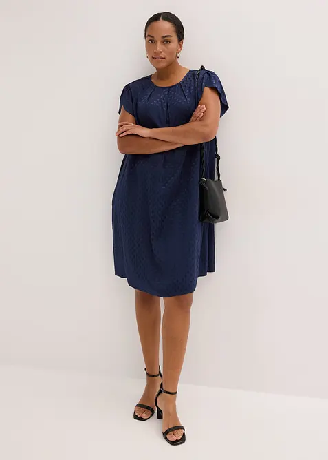 Jacquardvevd kjole med sydde folder, bonprix