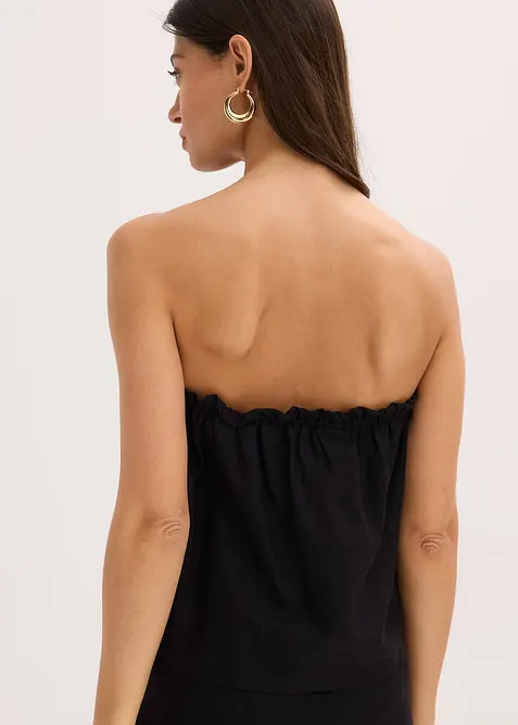 Blusetopp med linandel, bonprix