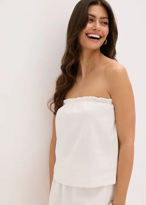 Blusetopp med linandel, bonprix