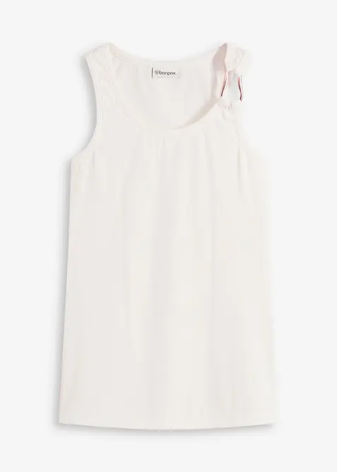 Ribbet topp med pyntespenne i hamret materiale, bonprix