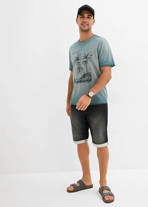 T-skjorte i &oslash;kologisk bomull og vasket materiale, bonprix