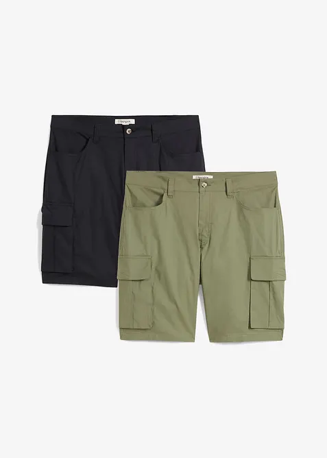 Cargo-bermudashorts med stretch, Regular Fit (2-pack), bonprix