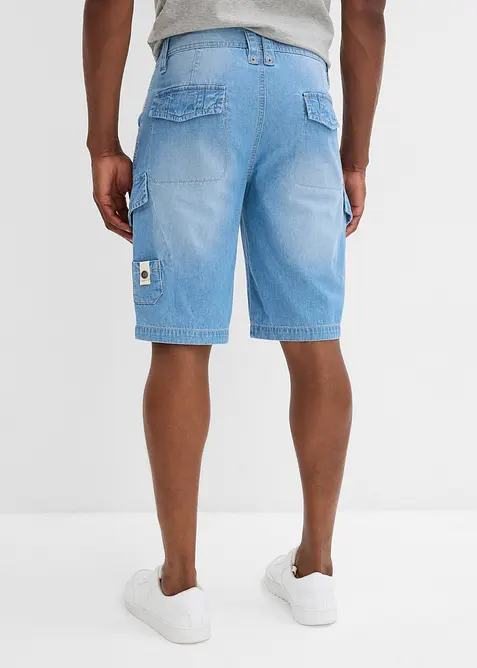 Cargo-bermudashorts i lett denim i 100% bomull, Relaxed Fit (2-pack), bonprix
