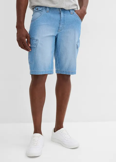 Cargo-bermudashorts i lett denim i 100% bomull, Relaxed Fit (2-pack), bonprix