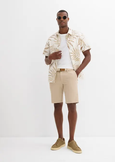 Stretchbermuda med belte, Regular Fit, bonprix