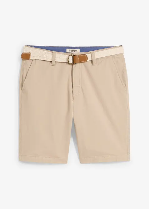 Stretchbermuda med belte, Regular Fit, bonprix