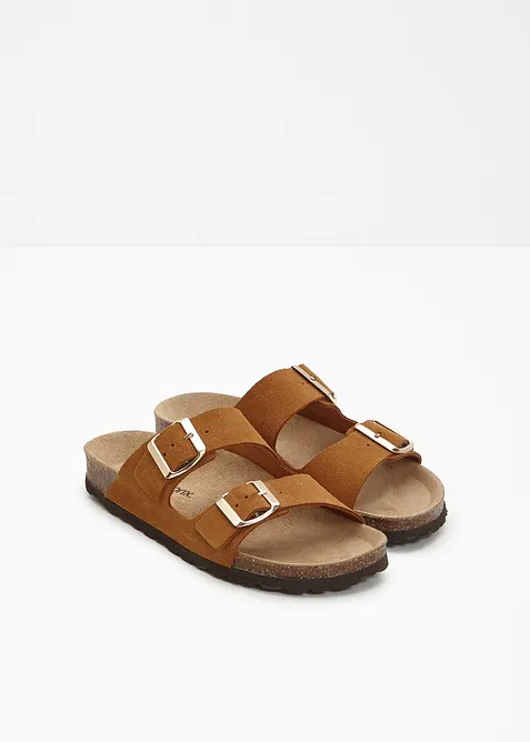 Slip-in sandaler i skinn, bonprix