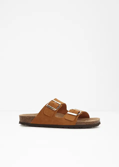 Slip-in sandaler i skinn, bonprix