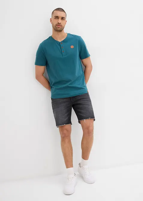 Henley T-skjorte (2-pack) i ren økologisk bomull, bonprix