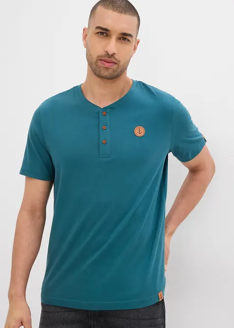 Henley T-skjorte (2-pack) i ren økologisk bomull, bonprix