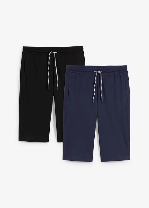 Lang jerseyshorts i 100% økologisk bomull (2-pack), bonprix