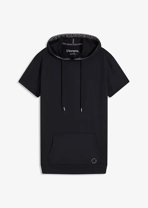 Oversized treningstopp med hette, hurtigtørkende, bonprix