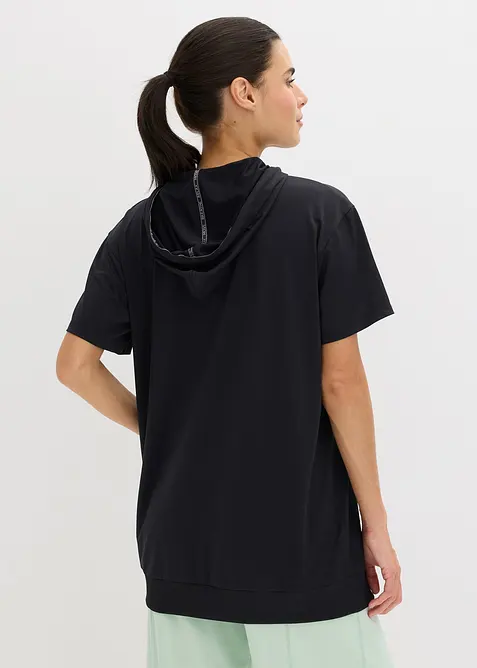 Oversized treningstopp med hette, hurtigtørkende, bonprix
