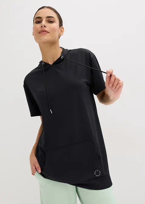 Oversized treningstopp med hette, hurtigtørkende, bonprix