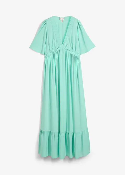Maxikjole i lett viskose med volang, bonprix