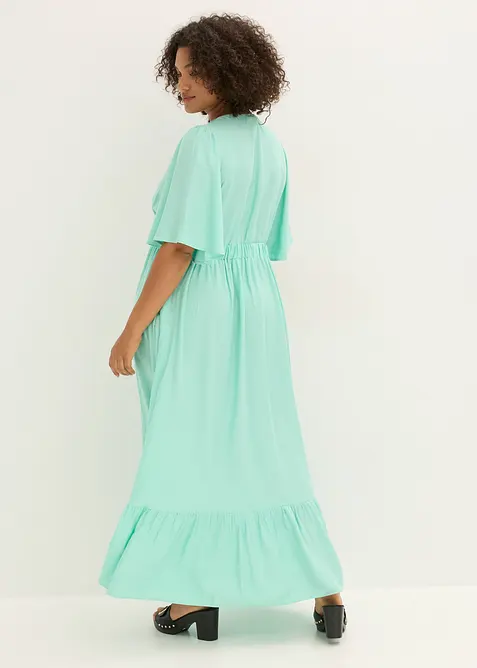Maxikjole i lett viskose med volang, bonprix