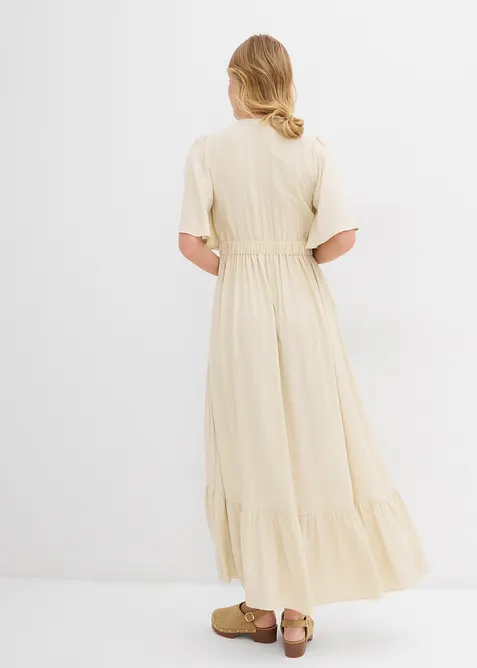 Maxikjole i lett viskose med volang, bonprix
