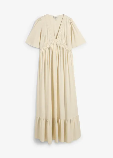 Maxikjole i lett viskose med volang, bonprix